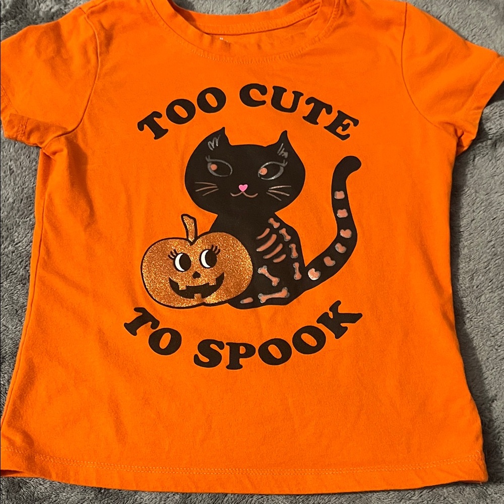 Orange Halloween Cat Graphic Tee
